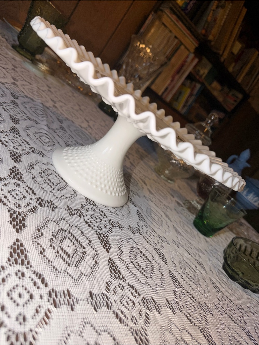 Brand-New Vintage Fenton White Milk Glass Plate with Decorative Label